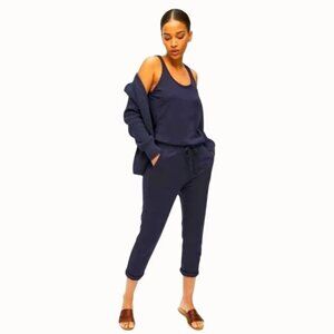 Michael Stars Navy Blue Sleeveless Drawstring Waist Jumpsuit Women's Size S